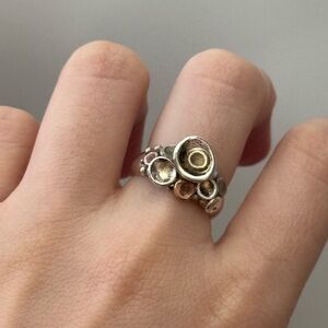 sterling silver 925 reef ring size 6.75 ocean inspired mixed metal signed TL